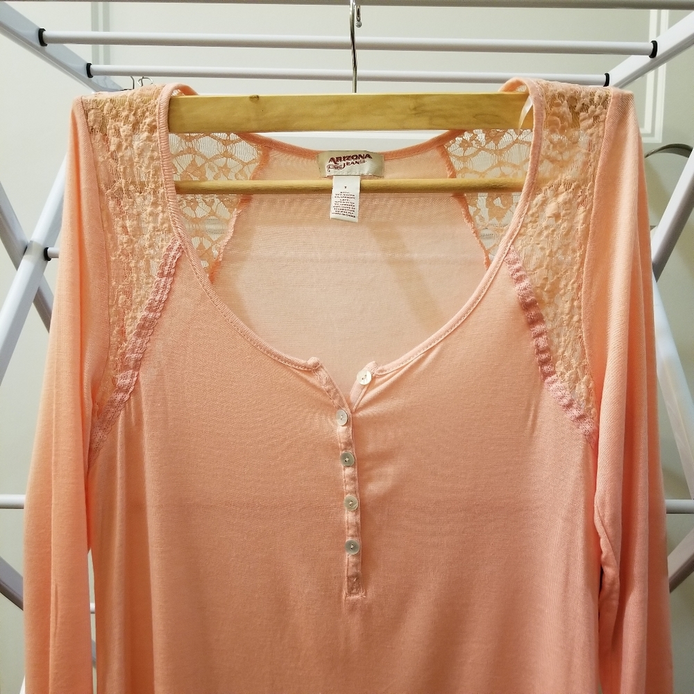 Arizona Lace Long Sleeve Shirt Apricot Blush